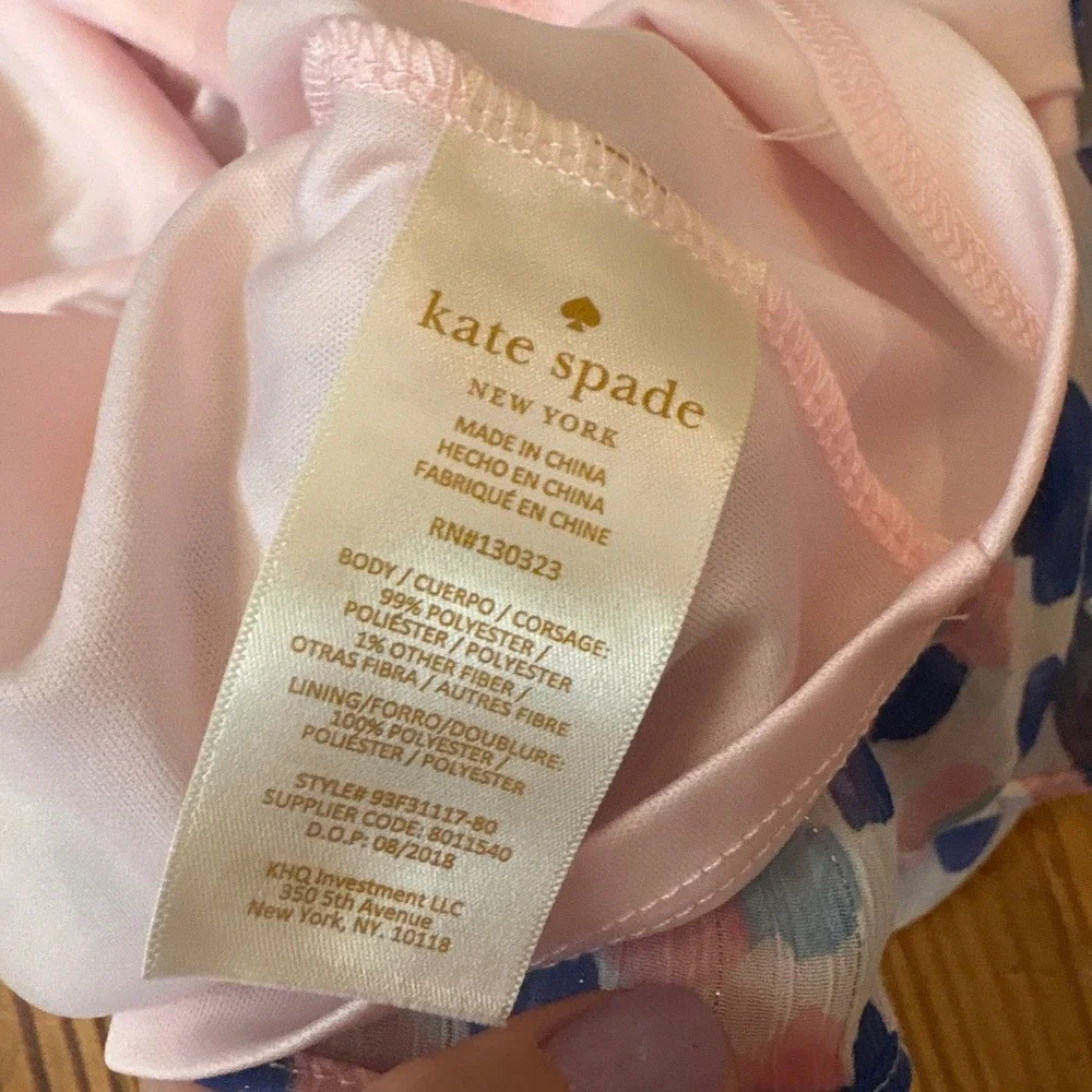 Kate‎ Spade Chiffon Dress Kids Blue Pink Abstract Brushstroke Metallic SIZE 10
